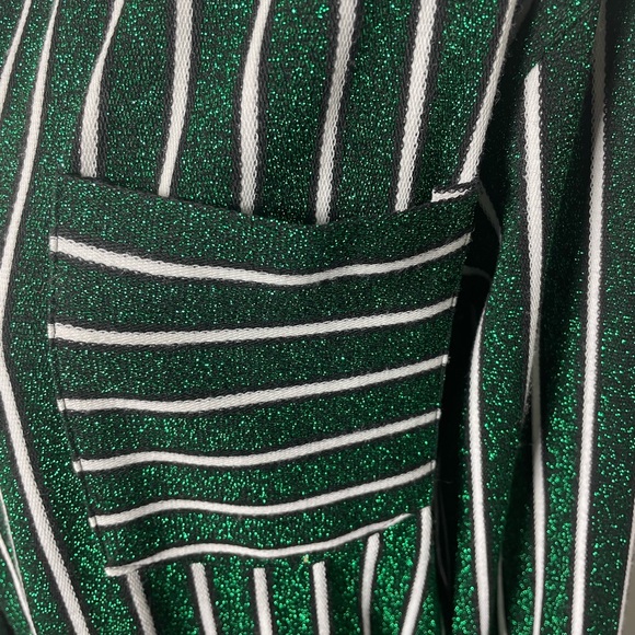 NEW Zara Women's Green & White Striped Metallic Reversible Midi Dress Size Small - Picture 12 of 13